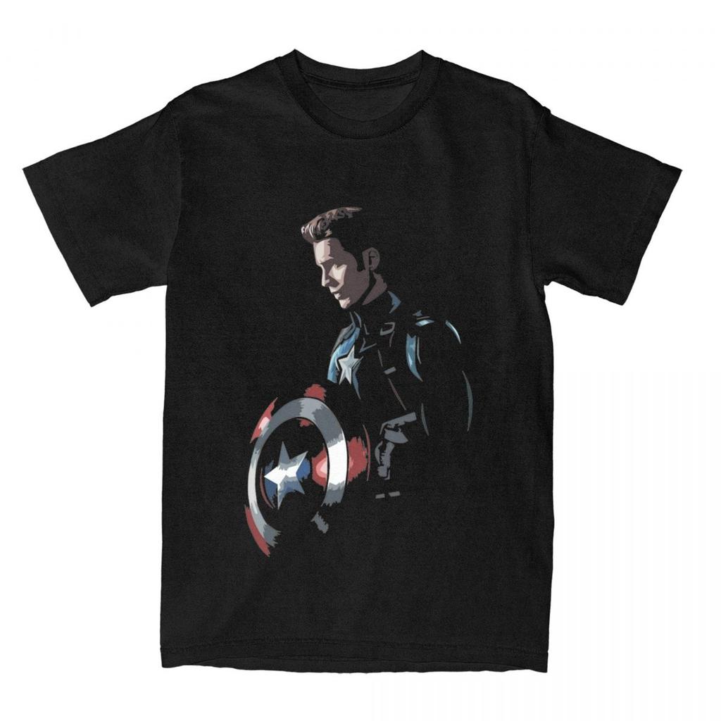Vintage Hero Captain America Printed T-shirt Men's and Women's Summer Cotton T-shirt Casual Fashion Street Short Sleeve