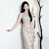 Pink sleeveless national style new Chinese Suzhou long cheongsam improved young 1011 new women's high-end summer