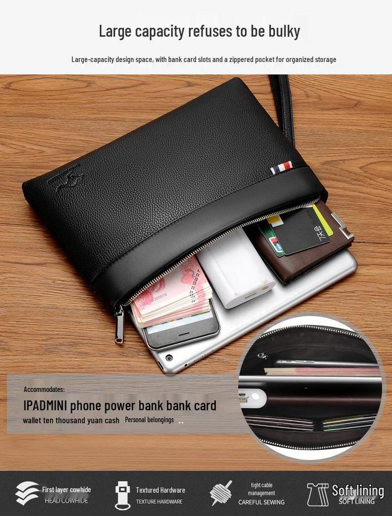 Herren Große Kapazität Weiches Leder Clutch Geldbörse - Trendige Lässige Handtasche & Umschlagtasche