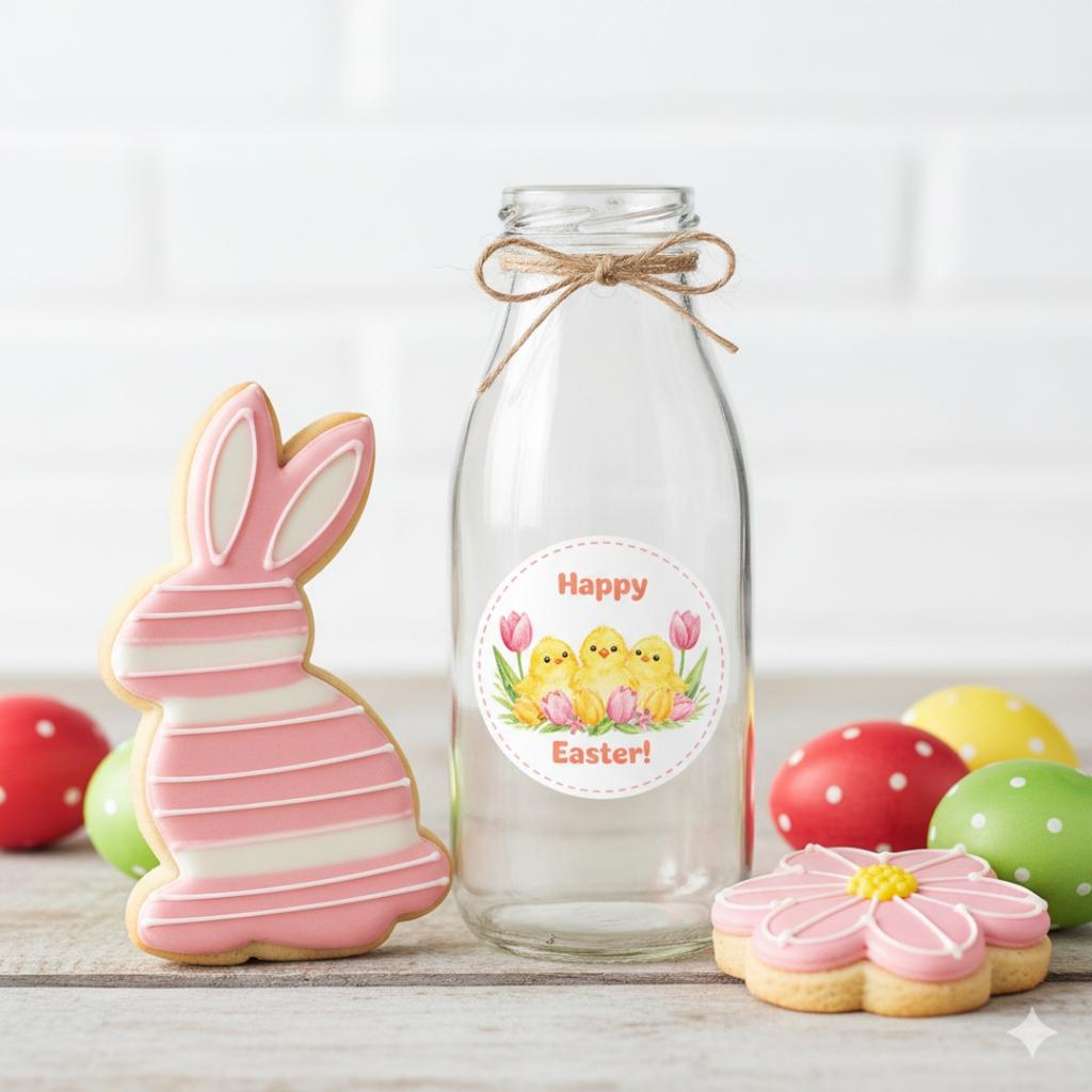 Happy Easter Stickers 500pcs Cute Rabbit Stickers Gift Sealing Labels Baking Package DIY Wrapping Box Gift Bag Decor 2.5CM/1inch