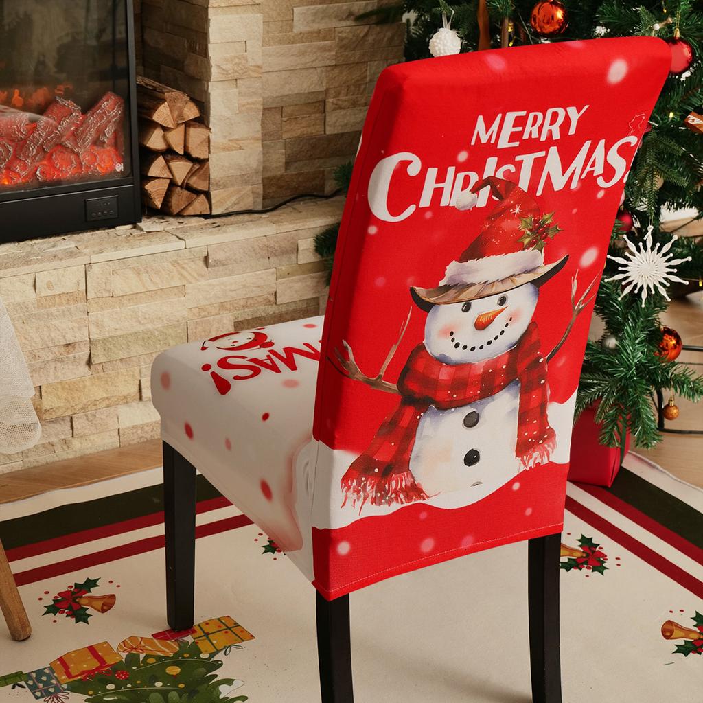 Stretch Print Christmas Chair Cover Christmas Chair Cover Decoration
