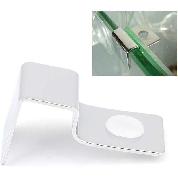 4Pcs Pssopp Aquarium Cover Bracket, Fish Glass Cover Clip Stainless Steel Aquarium Glass Covers Support Bracket Holders Universal Lid Clips for