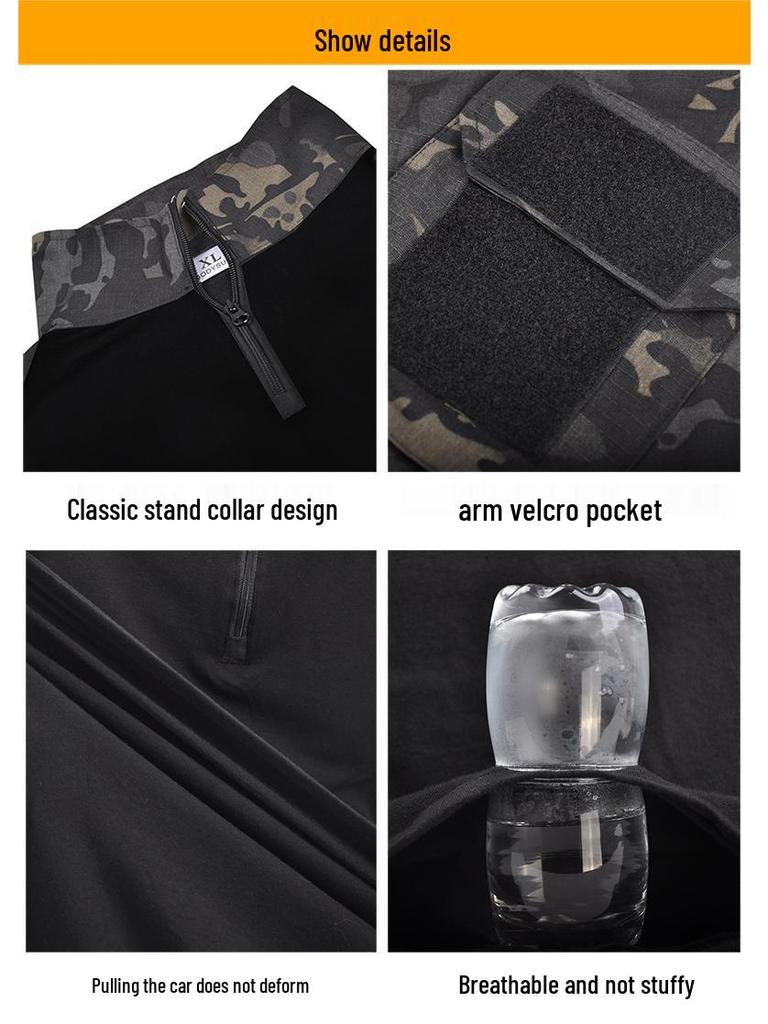 Hanye Men's Summer Camouflage Short Sleeve Frog Suit Training Set - Breathable T-shirt & Short Top