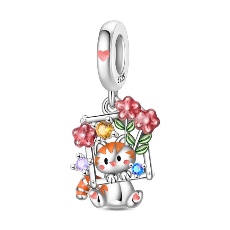 Copper Metal Bear Rabbit Koala Rainbow Horse Flamingo Princess Charm Bead Components Bead Components Compatible With Pan Authentic Original Bracelets