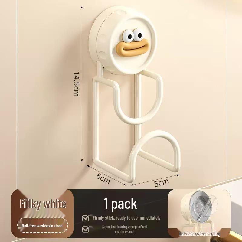Wall-Mounted Punch-Free Washbasin Hook & Storage Rack with Strong Suction