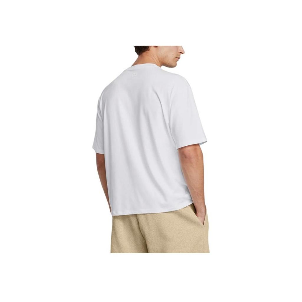 Under Armour Solid Color Loose-Fit Short Sleeve T-Shirt Men Tops White 1382805-100