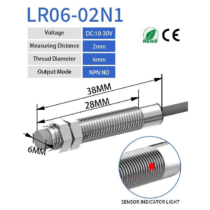 GTRIC Miniature Inductive Proximity Sensor Sensing Distance 1mm 2mm NPN PNP 10-30VDC Intelligent Small Metal Detection Switch