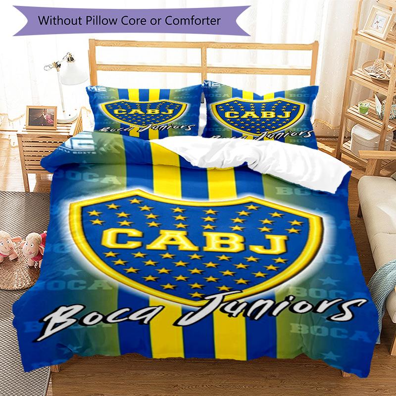 Boca Football Club Printed Pattern Duvet Cover Set – Includes 1 Duvet Cover and 2 Matching Pillowcases Bedroom Decor Christmas Gifts
