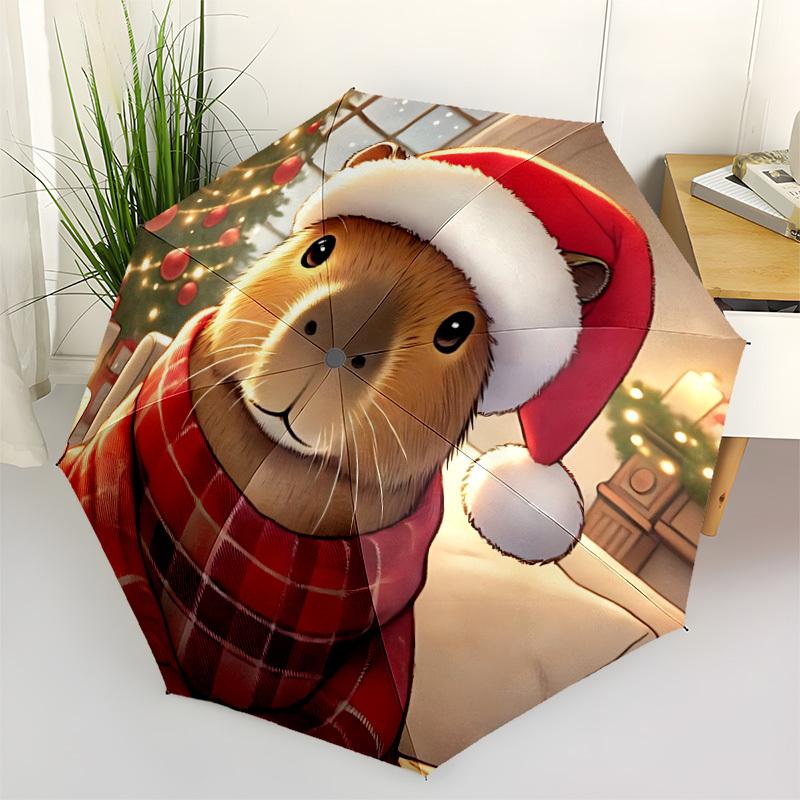1pc Christmas Capybara Automatic Umbrella Durable Iron Frame & Plastic Handle, Gift for Men & Women, Sturdy Construction yy250902066