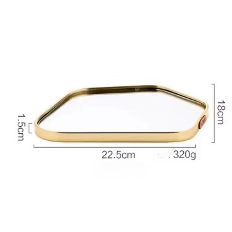 

Golden Glass Mirror Storage Tray Irregular Metal Decoration Desktop Jewelry Ring Display Tray Home Aromatherapy Pendulum Tray