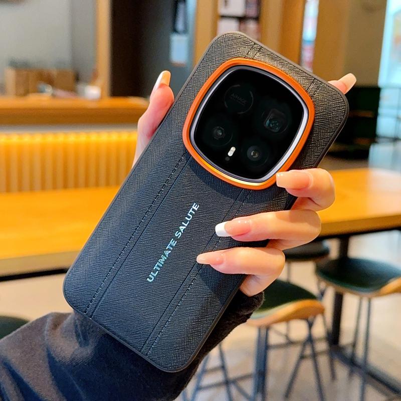 Luxury Cross Texture Leather Design Case For Honor Magic8 Magic7 RS & Magic 8 7 RS Slim Orange Camera Ring Shockproof Cover