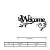 1pc Vintage Black Metal Welcome Sign Floral Script Sturdy Indoor Outdoor Front Door Porch Entryway Wall Decor Housewarming Gift