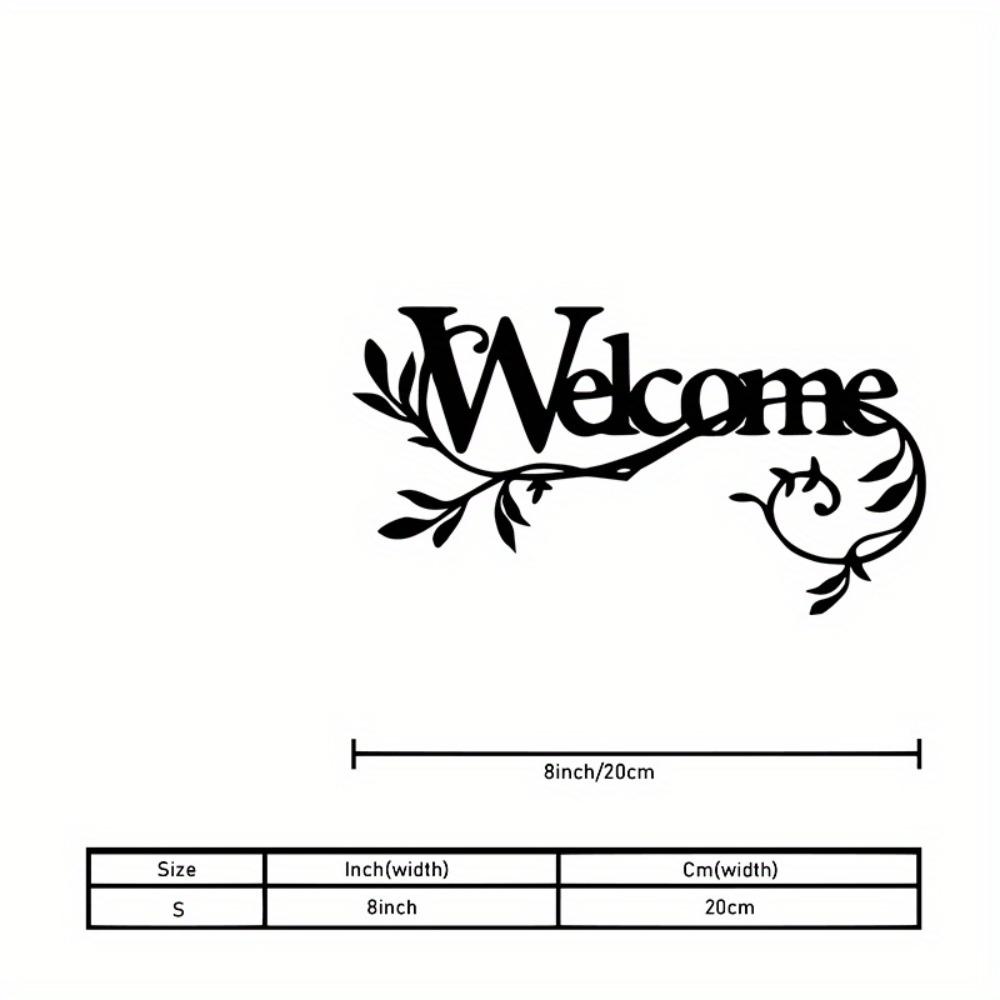 

1pc Vintage Black Metal Welcome Sign Floral Script Sturdy Indoor Outdoor Front Door Porch Entryway Wall Decor Housewarming Gift 20cm/8inch