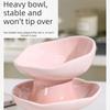 Flower Shape Ceramic Cat Bowl Anti-Tip Tall Footed Pet Food Water Feeders Anti-Slip Oblique Mouth Elevated Cat Bowl