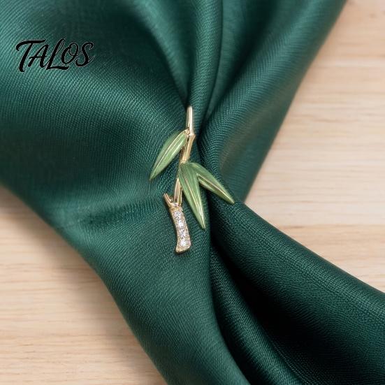 Brooch Pin for Women, Three-Dimensional Green Bamboo Shape Pin with Enamel Leaves, Outfit Badge for Necklines Scarves Bags