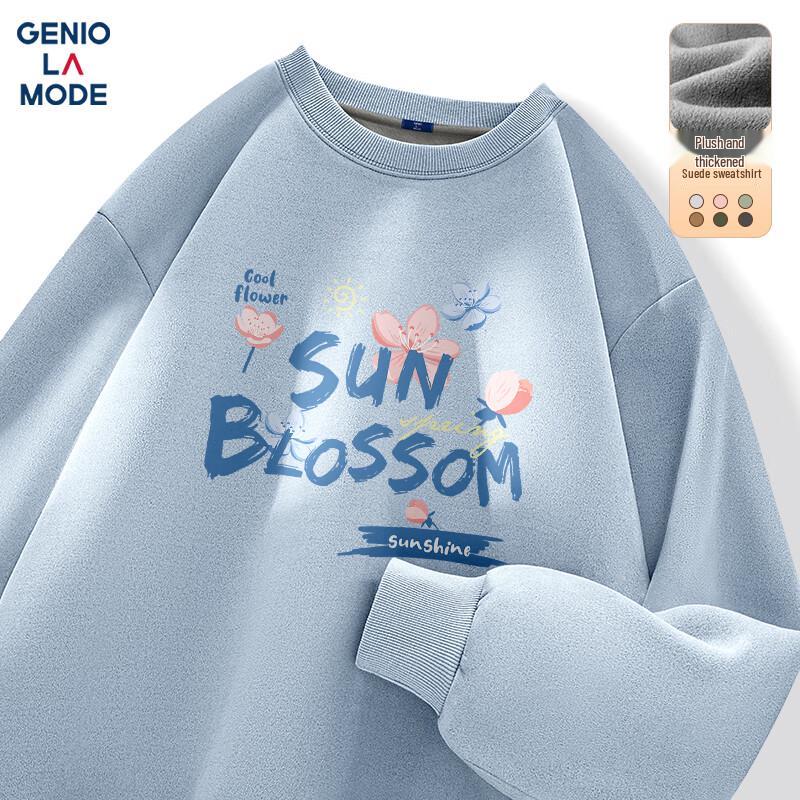 

GENIOLAMODE Men s Winter Fleece-Lined Printed Pullover Sweatshirt 3XL