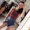 Spring Retro Hong Kong Style Drawstring Slimming Camisole Tank Top for Women