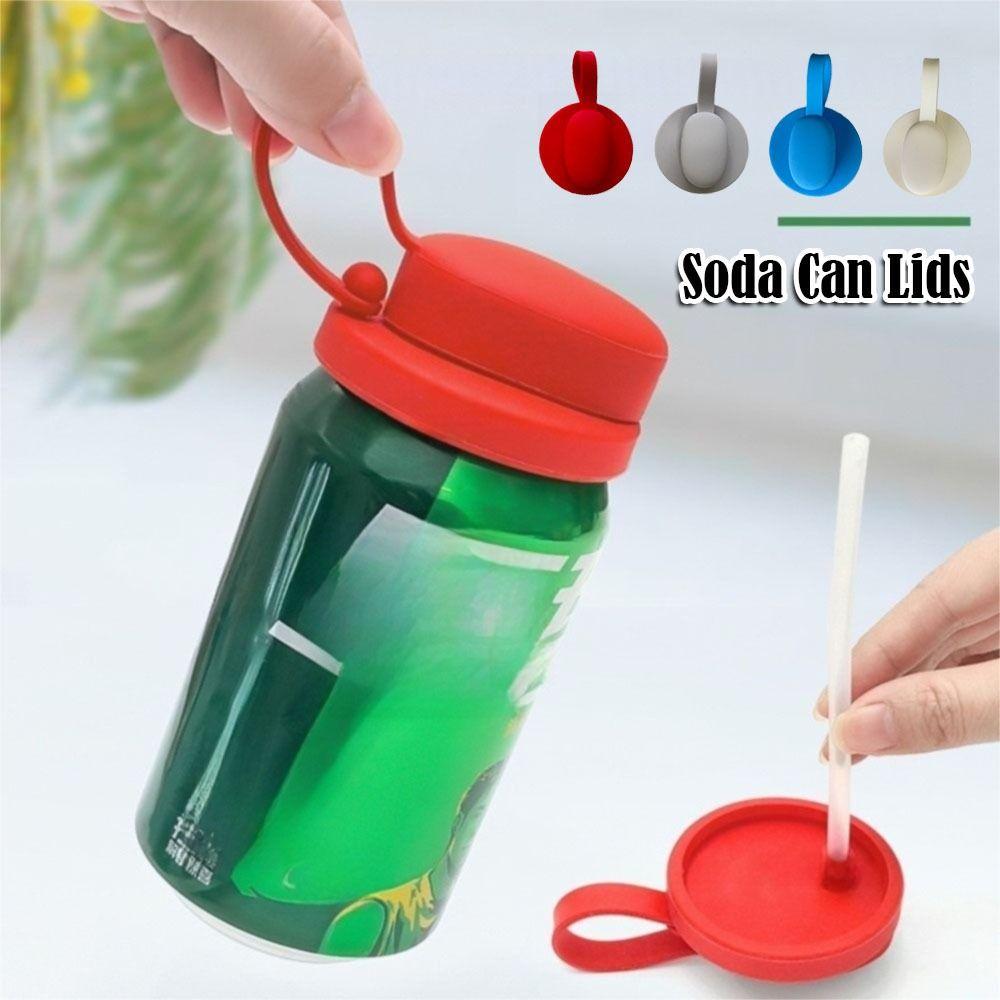 

Reusable Soda Can Lids with Straw Water Bottle Cover Portable Tank Cover for Canned Beverage бежевий