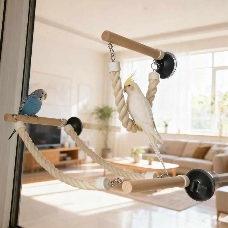 Climbing Parrot Perch Set For Birds Suction Cup Swing Toy Non-Slip And Bite Resistant