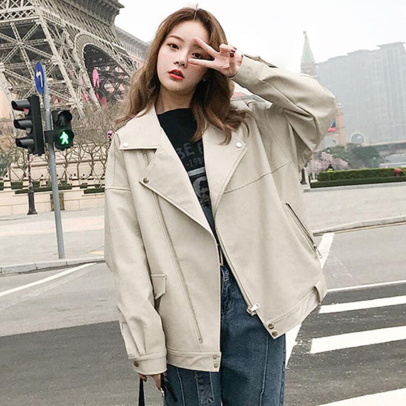 Veste en similicuir pour femme, veste de moto ample en PU, manteau surdimensionné décontracté pour femme, style coréen chic, nouvelle collection