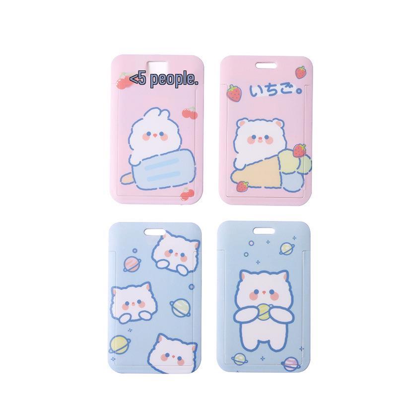 Waterproof Cat Planet ID Card Holder - Japanese Style Cartoon Design for Students.