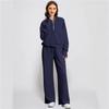 Women's  Half-Zip Sweatshirt And Wide Leg Pants Casual Loungewear Set