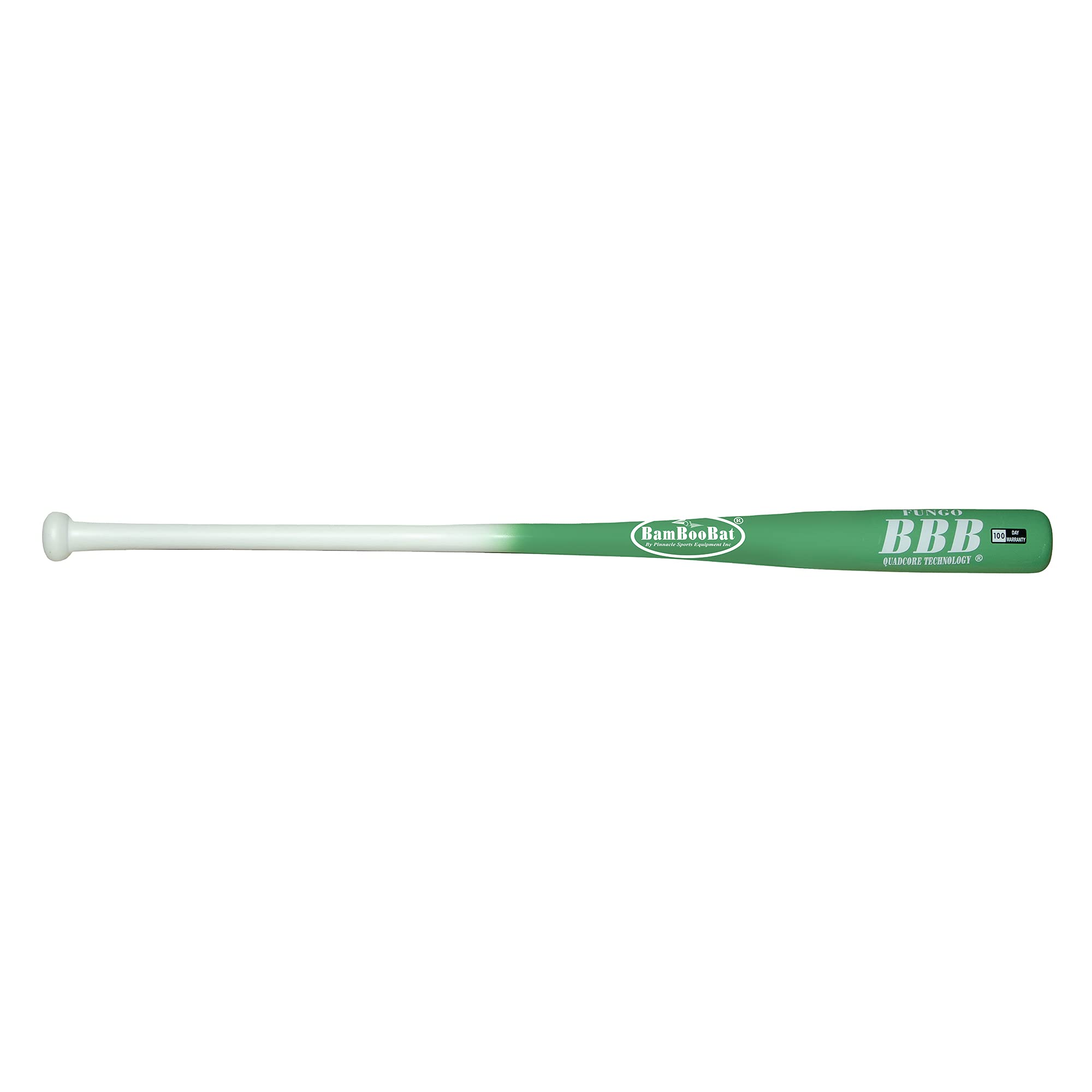 

BAMBOOBAT by Pinnacle Sports Equipment INC. Adult Fungo Infield/Outfield Bamboo Baseball Bat, White Handle/Kelly Barrel, 34-Inch