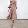 White Single Breasted Elegant Dress for Women Party Robe High Waist Satin Long Dress