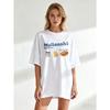 Oversized T Shirt Black Malianshi Text And Food Graphics Casual Wear