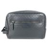 419775 Guccissima GG Logo Clutch Bag Pouch with Handle Sima Leather Black