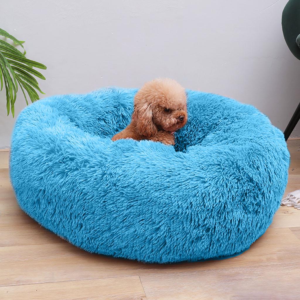 

Dog Round Winter Warm Sleeping Bag Long Plush Soft Pet Bed Calming Bed S