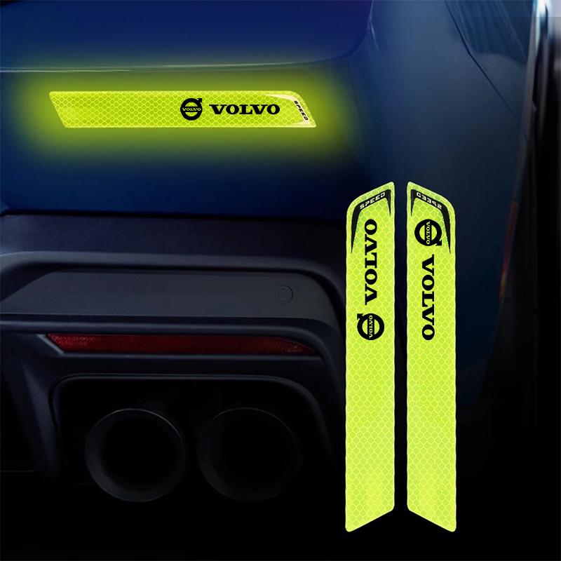 2Pcs Rear Bumper Reflective Anti-Collision Strips for Volvo XC90 XC60 V50 S60 V70 , High Visibility Night Safety Warning Sticker