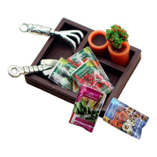 

Мини-садовая лопата, набор из смоляных горшков, модель растения с деревянной коробкой, миниатюрная лопата, грабли для кукол, сад, балкон, реквизит для фотосъемки set