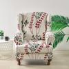 Spandex Wingback Chair Covers Stretch Wing Armchair Cover with Seat Cushion Cover Elastic Sofa Slipcover Flower Print Sofa Cover