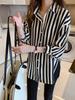 Striped Shirt Women's 1116 Spring Clothing New Retro Hong Kong Flavor Design Sense Niche Top Chiffon Shirt Base