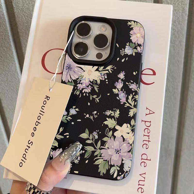 

Watercolor Purple Green Floral Pattern Design Protective Cover for iPhone 17 16 15 14 13 12 11 16E Series Pro Max Plus iphone 16