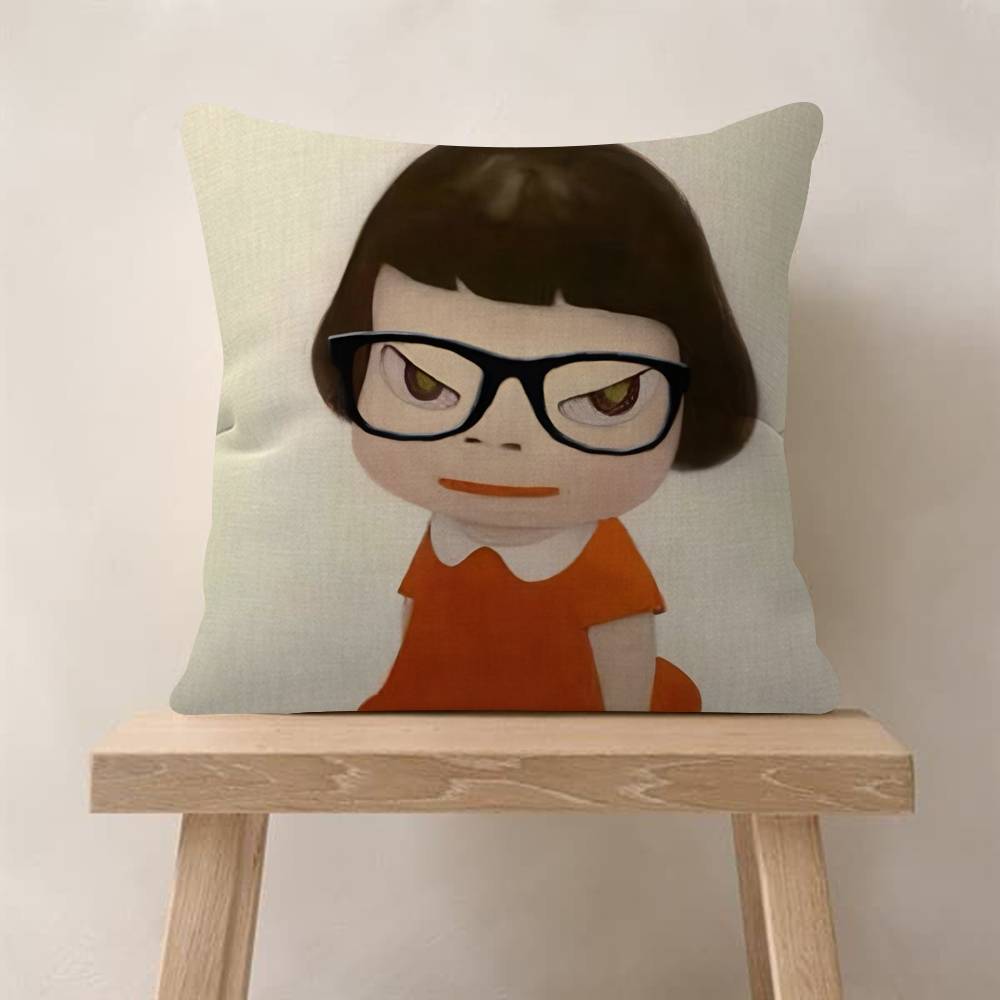 YYoshitomo Nara DDoll Cushion Cover Car Throw Pillow Case For Sofa Car Christmas Gift 40x40cm 45x45cm