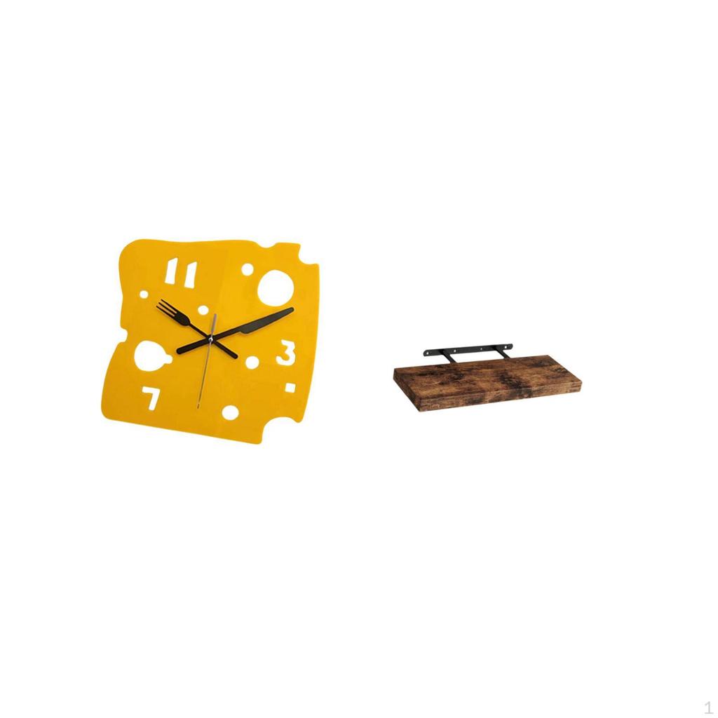 Nordic Minimalist Cheese Shelf Clock Rustic Acrylic Wall Decor Multipurpose Space Saving Quiet