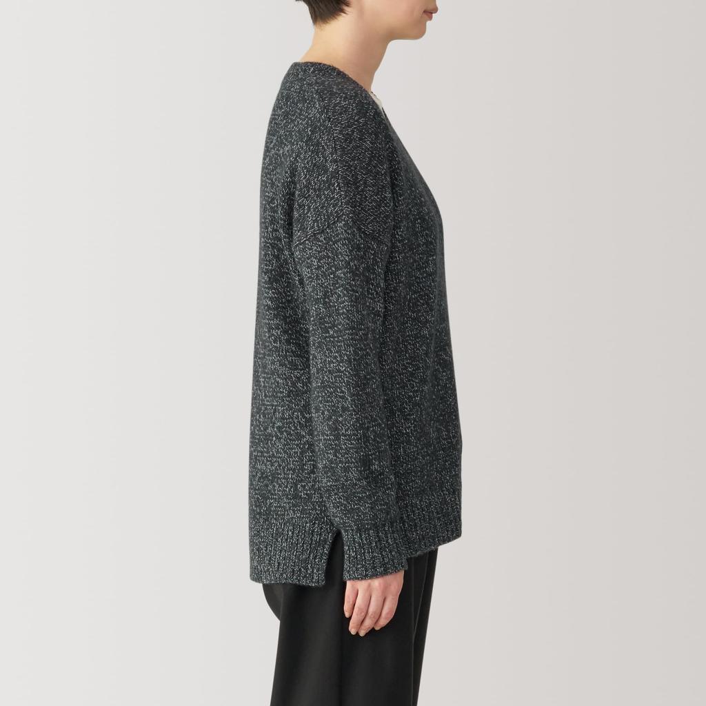 MUJI Women's Yak Blend V-Neck Sweater, BA1P9A4A, Charcoal Gray, Size M