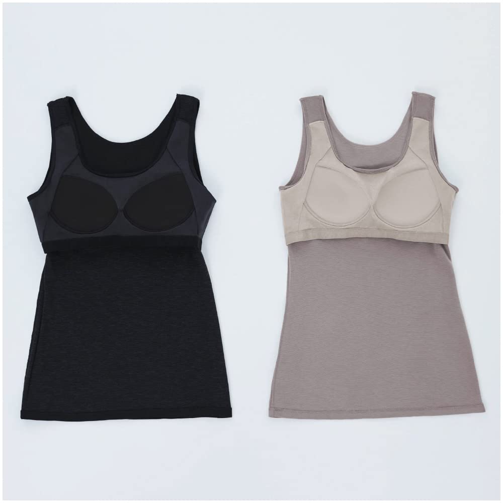 material inner shirt Breath Thermo Underwear Rand Neck Bra Top with Cup My Breath Thermo Moisture Absorption Heat Generation Underwear C2JA2803 Black