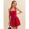 Love Melody French style Romantic Retro Gyaru Temperament Red Sexy Slim fit Backless Waist Hugging Hanging Neck Dress