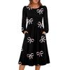Women's fashionable loose retro printed round-neck dress