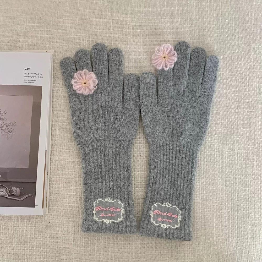 Soft Warm Knitted Winter Gloves Spring Full Finger Gloves  For Women