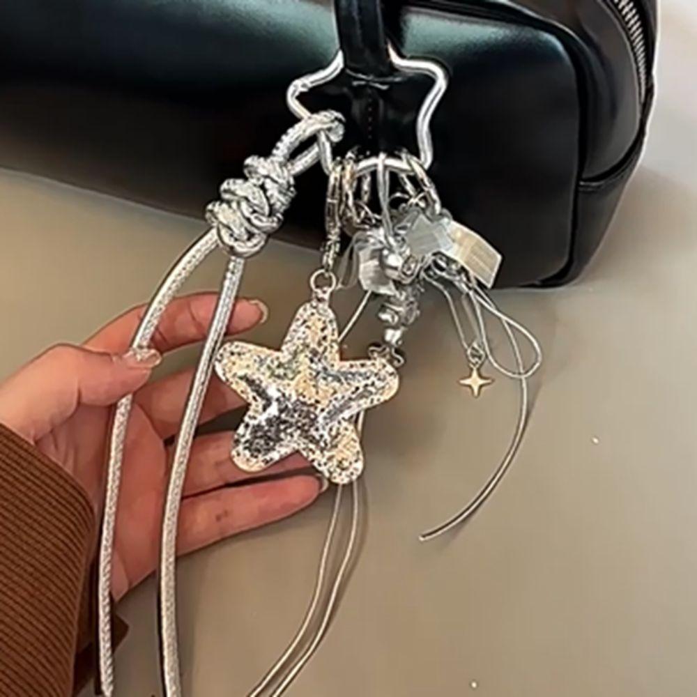 Bag Charm Braided Rope Bag Pendant Korean Bow Tassel Keyring Star Keychain Friends Birthday Gifts