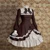 Fashion Turtleneck Flare Sleeve Color-Blocking Bow Lolita Dresses Women's Lolita Dress Women.