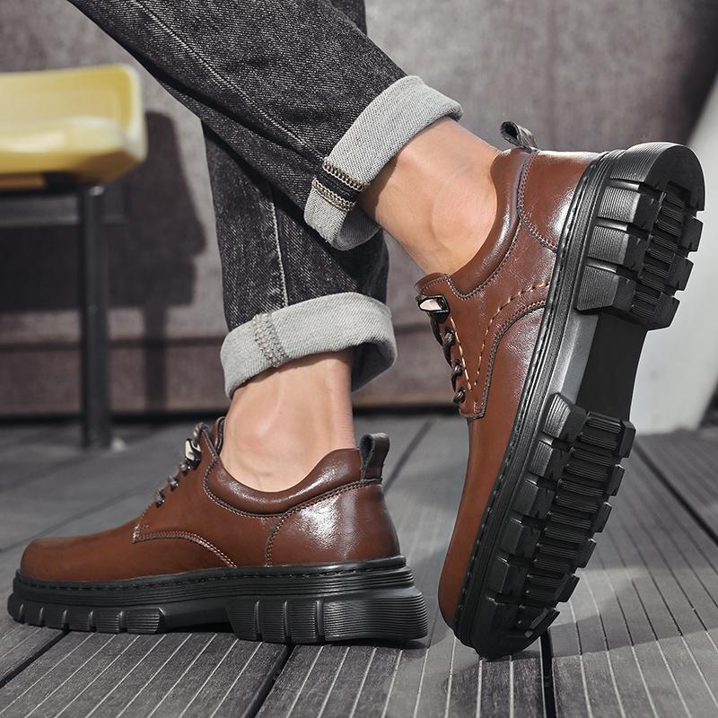 Herren Kleiderschuhe Klassisch Weiches Leder Abriebfest Dicksohlig Schnürschuhe Bequem Lässig Business Leder Herrenschuhe Größe 38-45