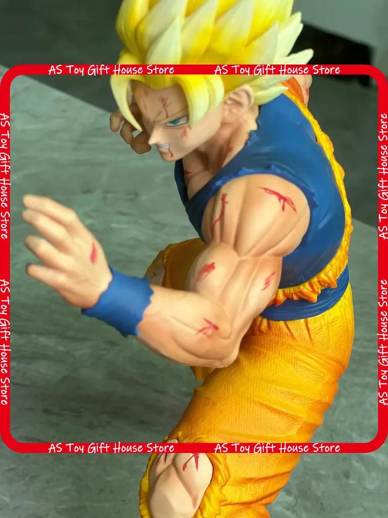 23Cmdragon Ball Super Saiyan Goku Action Figure Jack Gang Battle Damaged Starting Pose  Desktop Ornament For Anime Collectors