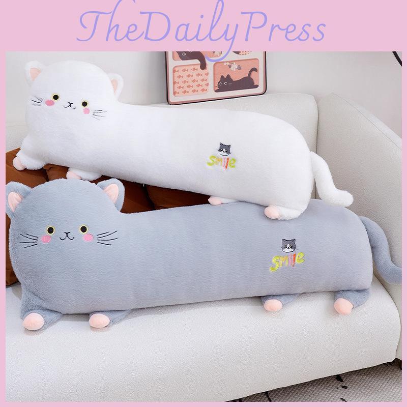 Plush Cartoon Cat Toy Stuffed Doll Sleeping Bed Headrest Decoration Gift Kids