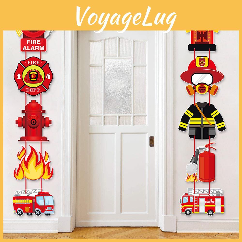 Cartoon Fire Protection Theme Birthday Party Decor Door Hanging For Kids Event