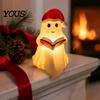 Cute Resin Ghost Figurine Reading Book Lamp, Christmas with Santa Hat, Atmosphere Night Lamp Warm Lighted Halloween Light for Bedroom, Shelf, Tabletop